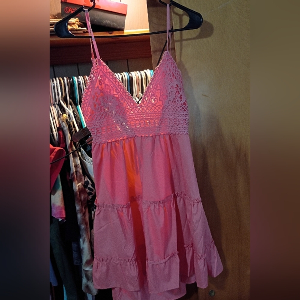 SHEIN Pink Lace Mini Dress